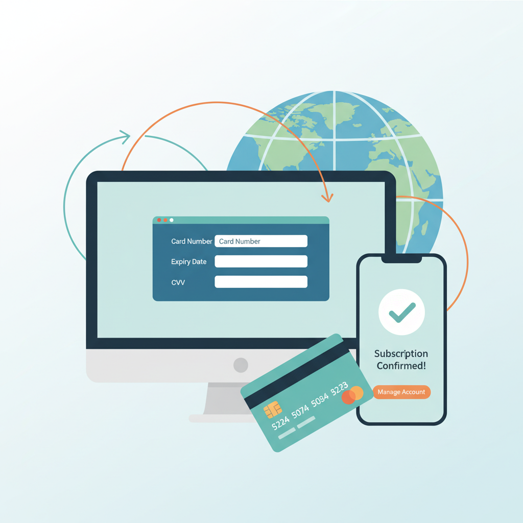 数字订阅过程的简约现代插图